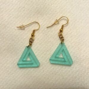 Homemade Drop Earrings with Gold Metal and Turquoise Triangles